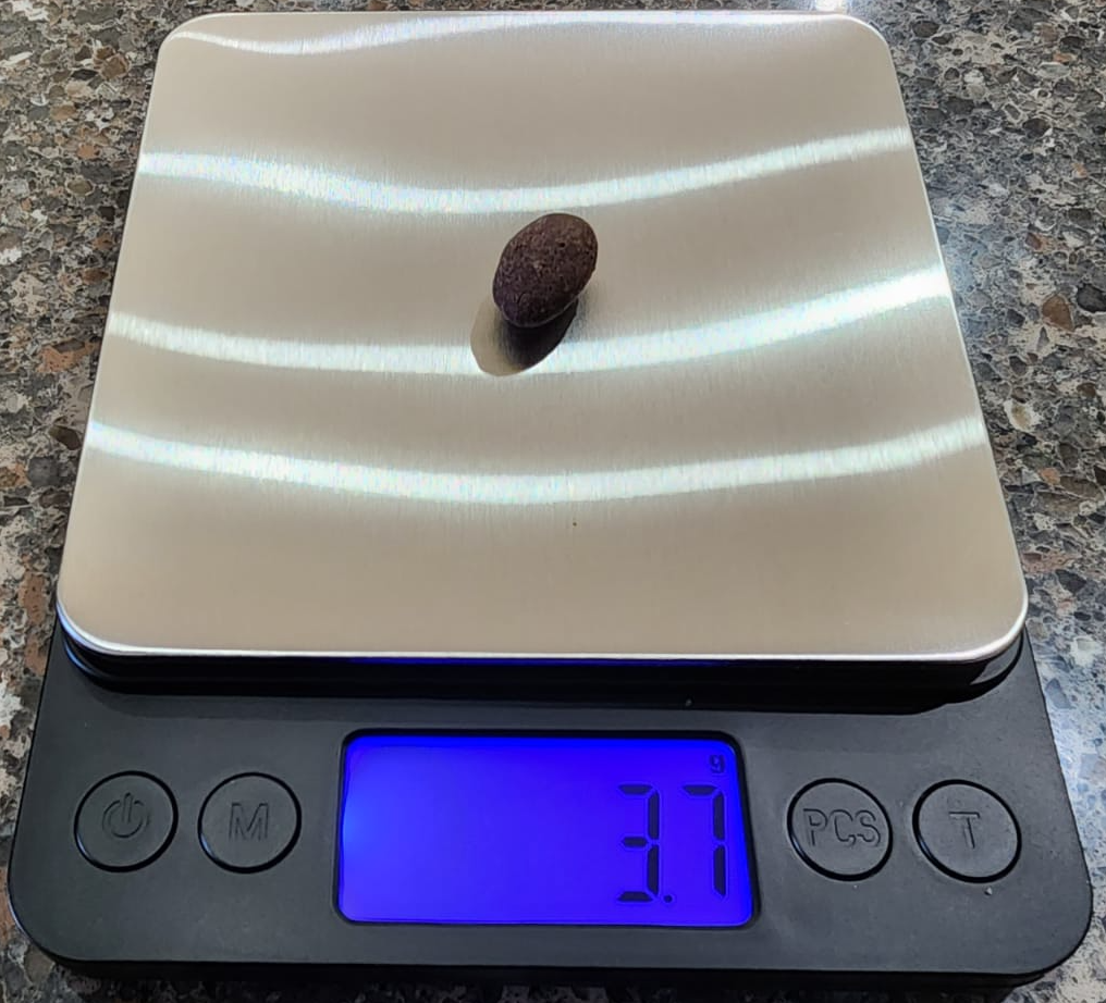 Step 2: Weighing one almond at random.